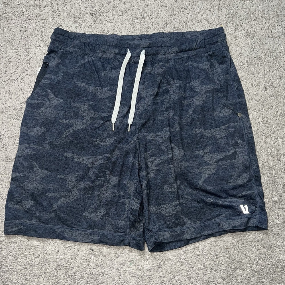 Vuori Ponto Shorts Men's Large Dark Gray Camo Stretch Performance 7" Inseam